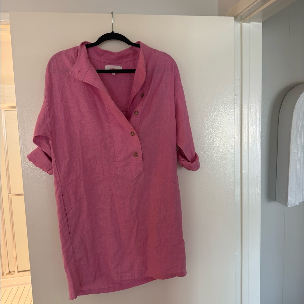 Pink Button-Up Women's shirt dress